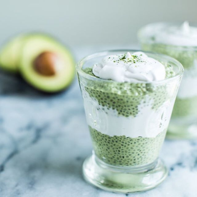 Matcha Avocado Chia Seed Pudding With Coconut Cream Recipe The Feedfeed