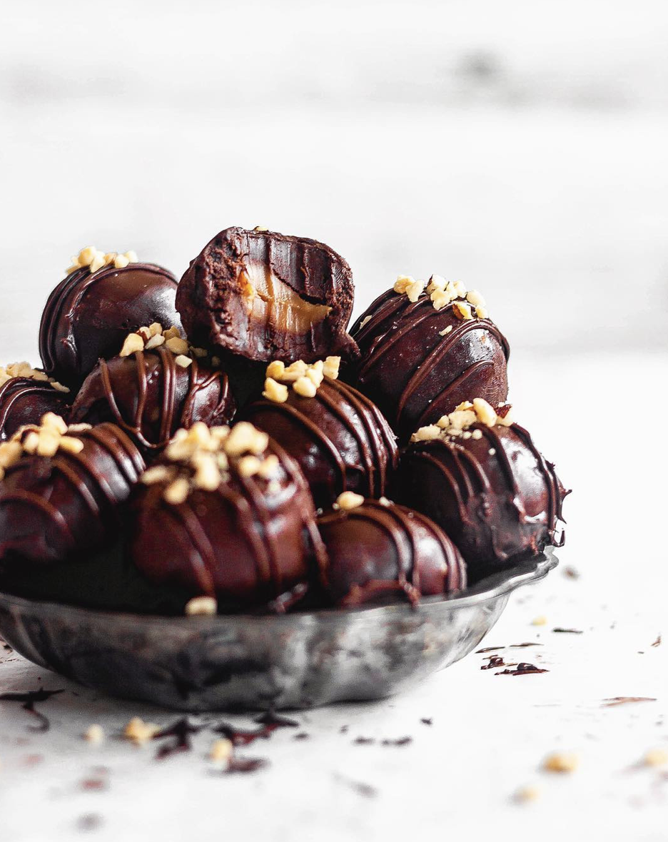 Caramel Filled Chocolate Hazelnut Truffles Recipe The Feedfeed