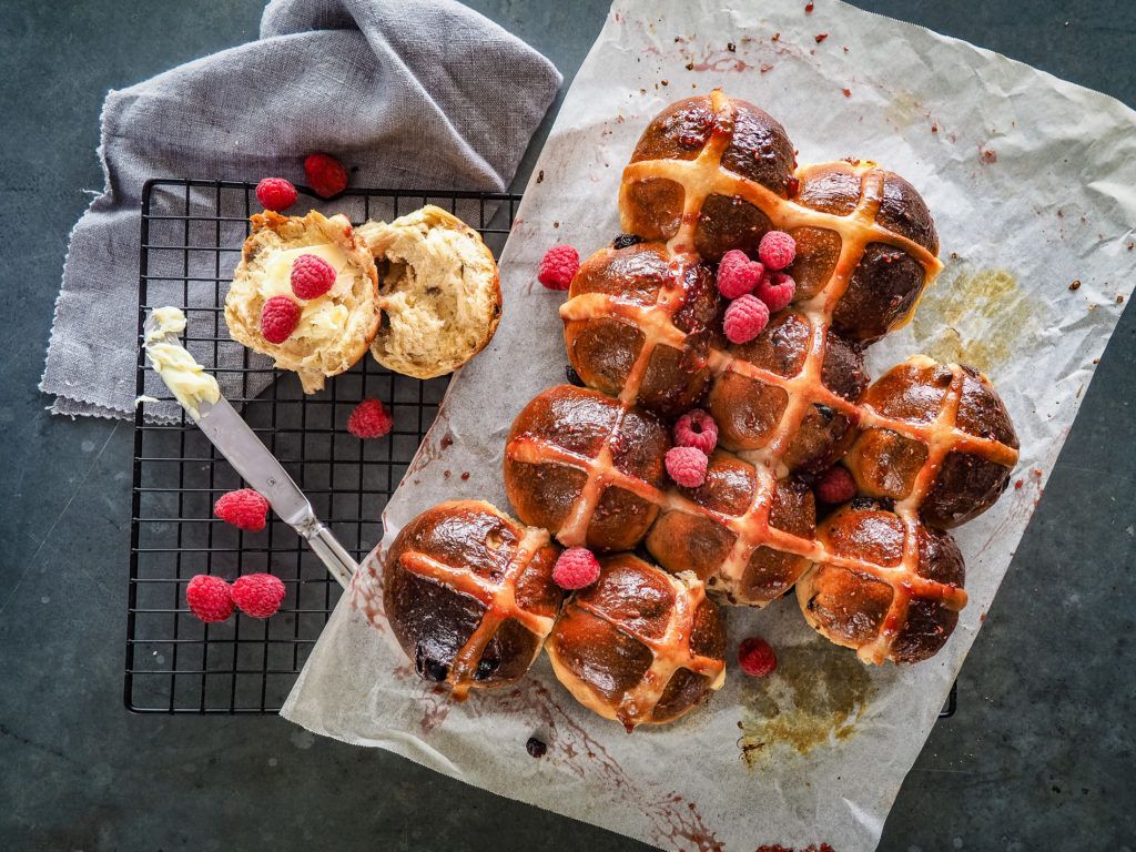 Spiced Raspberry Hot Cross Buns Recipe The Feedfeed