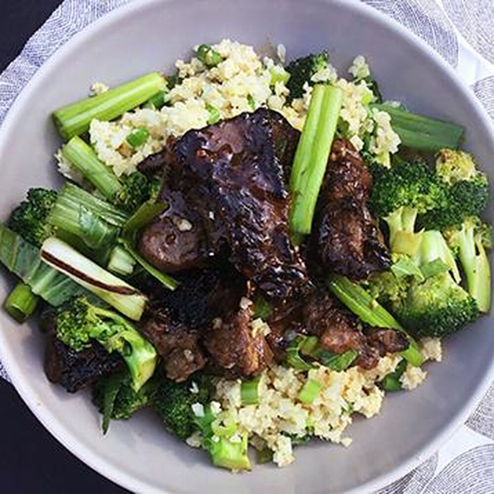 Wagyu Mongolian Beef Stir Fry With Scallion Cauliflower Fried Rice By