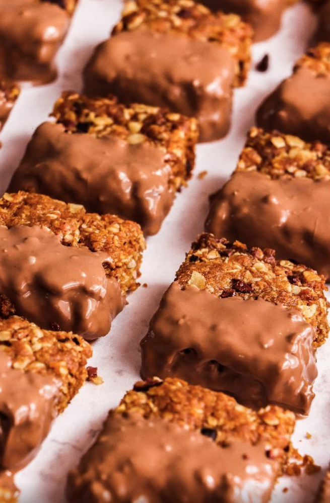 Chocolate Dipped Crunch Bars Recipe The Feedfeed