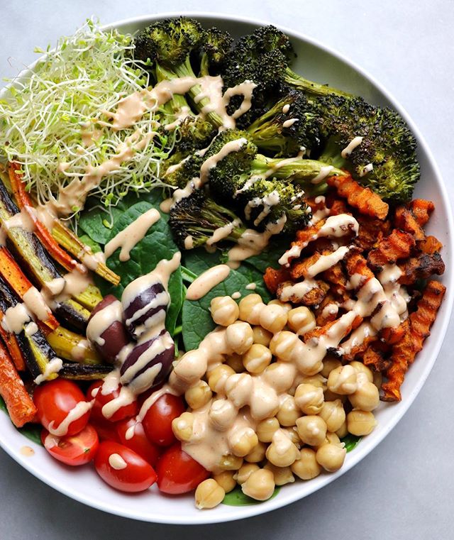 Roasted Vegetable Bowl with Spicy Tahini Dressing Recipe The Feedfeed