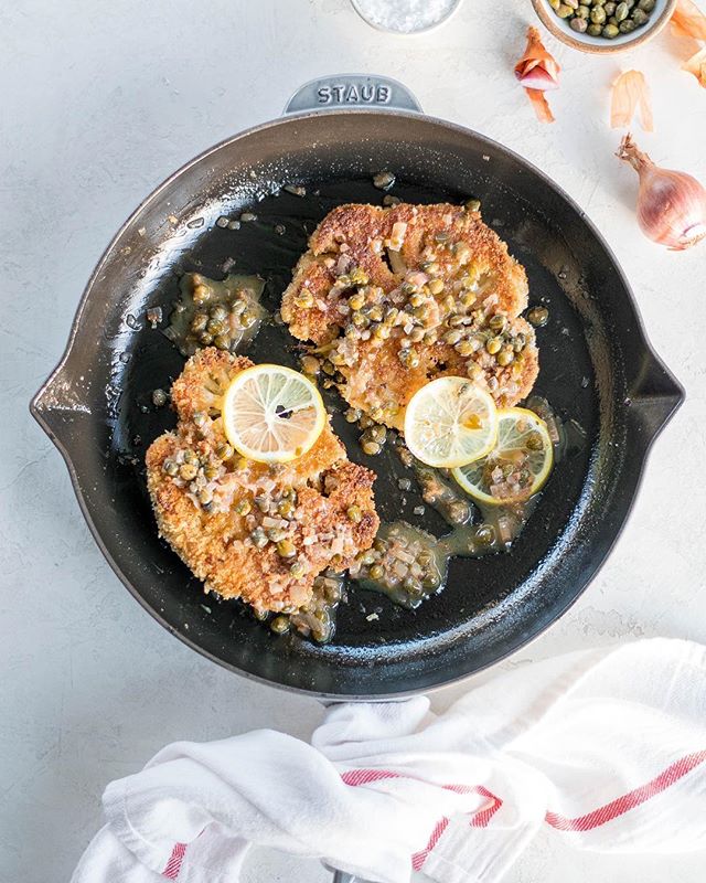 Crispy Breaded Cauliflower Steaks With Piccata Sauce Recipe The Feedfeed