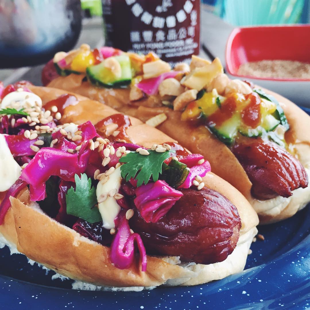 Banh Mi Hot Dog With Mango Relish, Sriracha + Roasted Peanuts Recipe