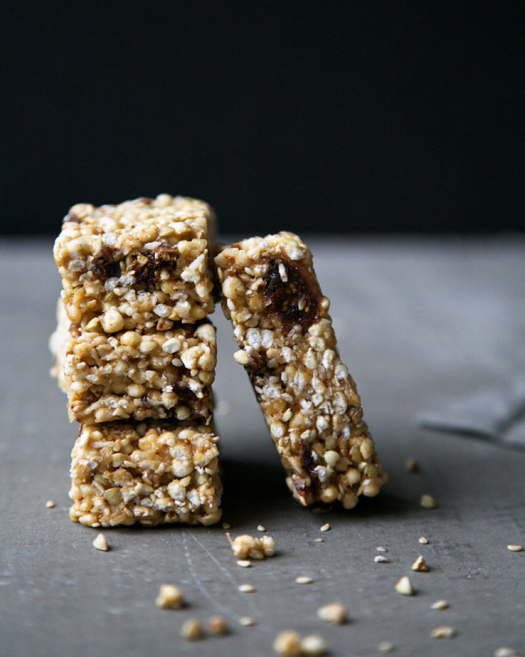 Tahini, Sesame, & Fig Puffed Millet Bars recipe by Sophie Bourdon The