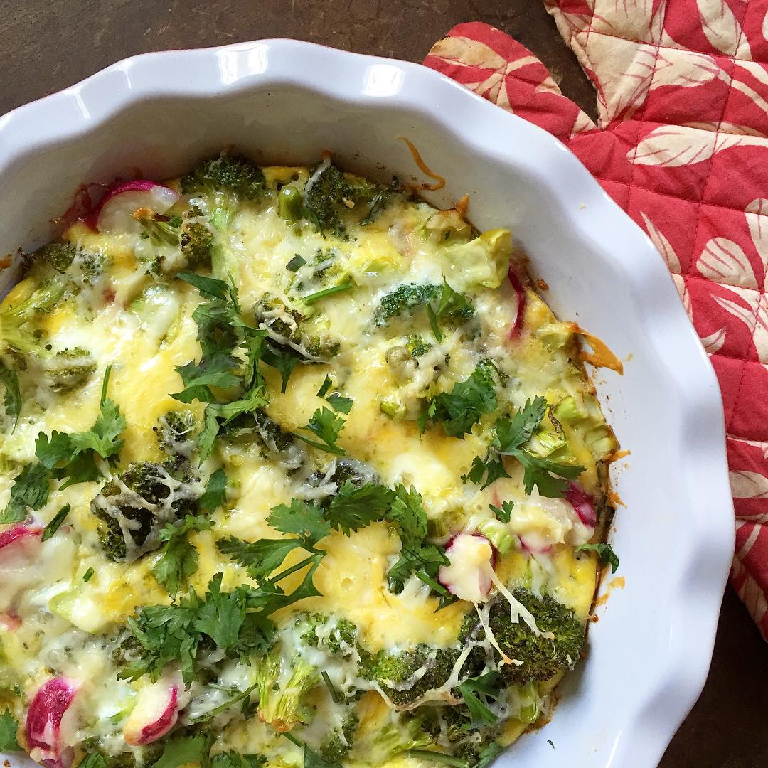 Broccoli, Radish & Cheddar Egg Bake Recipe The Feedfeed