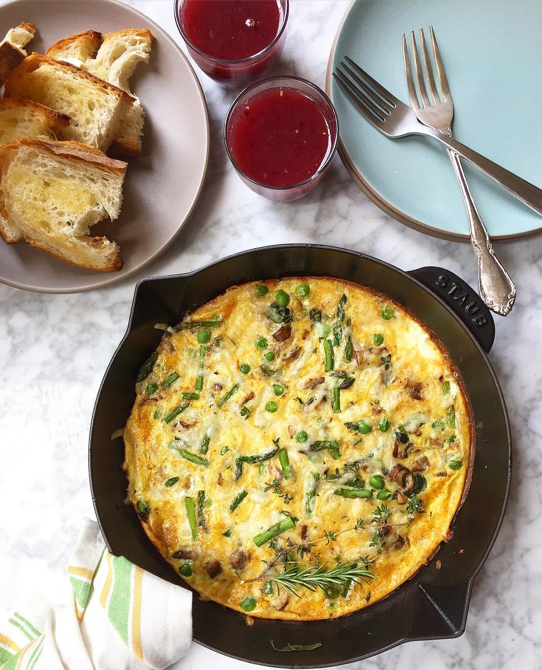 Spring Asparagus, Peas And Mushroom Frittata Recipe The Feedfeed