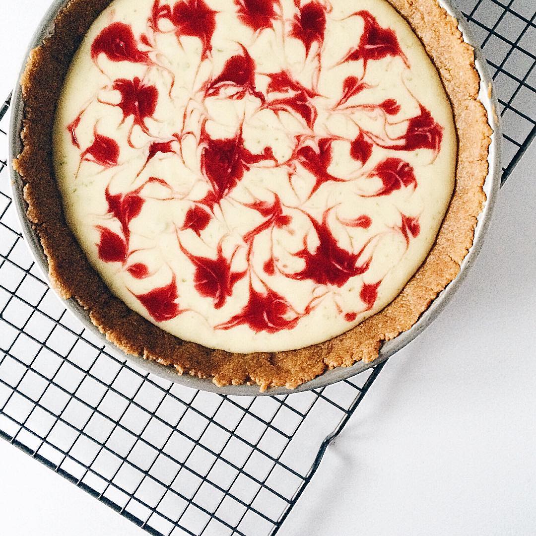 Key Lime Pie With Raspberry Swirl Recipe | The Feedfeed