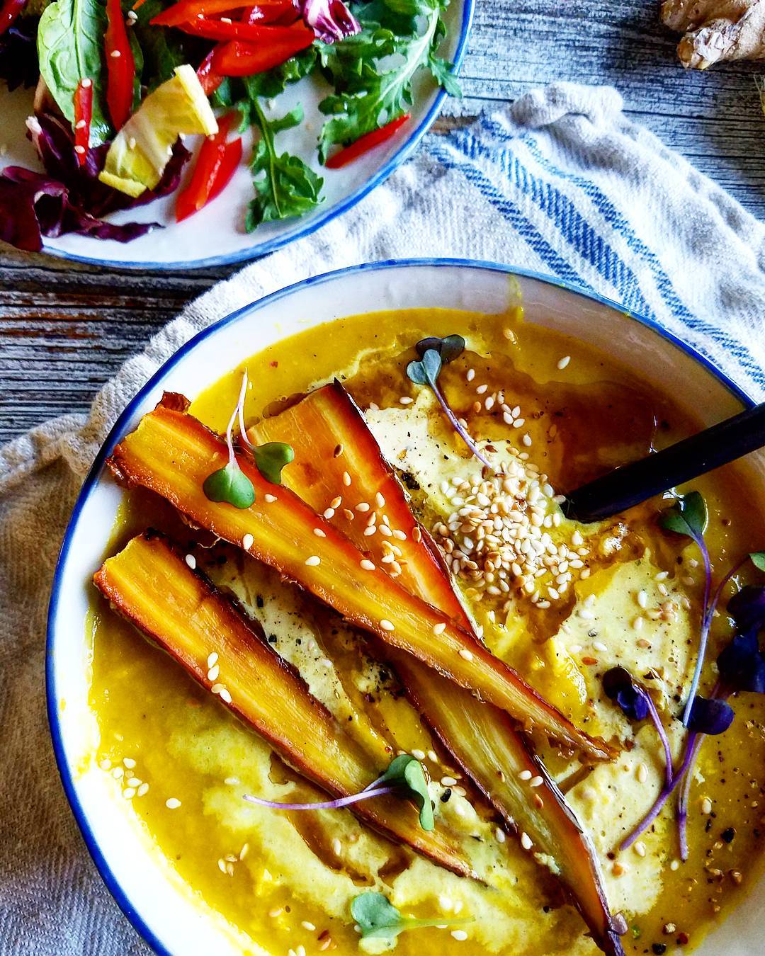 Roasted carrot ginger soup Recipe