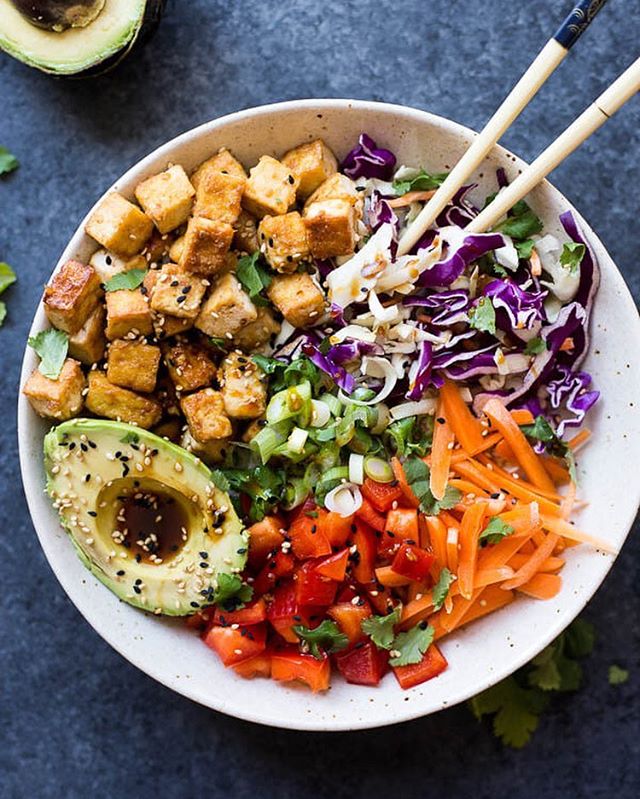 Veggie and Tofu Spring Roll Bowl Recipe | The Feedfeed