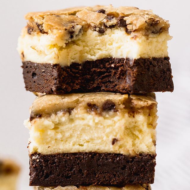 Brownie and Cookie Dough Layered Cheesecake Bars Recipe The Feedfeed