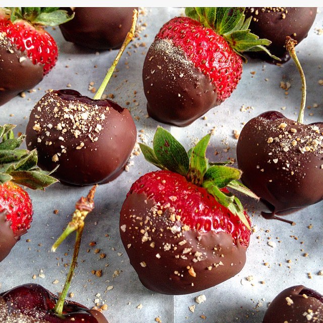 Chocolate Dipped Strawberries And Cherries Recipe | The Feedfeed