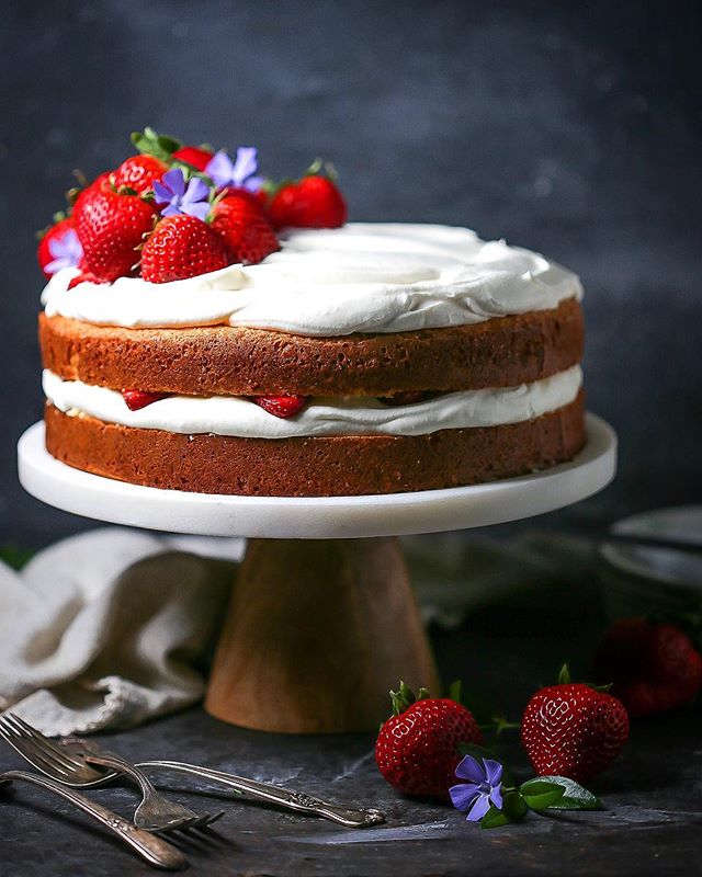 Strawberries and Whipped Cream Cake Recipe | The Feedfeed