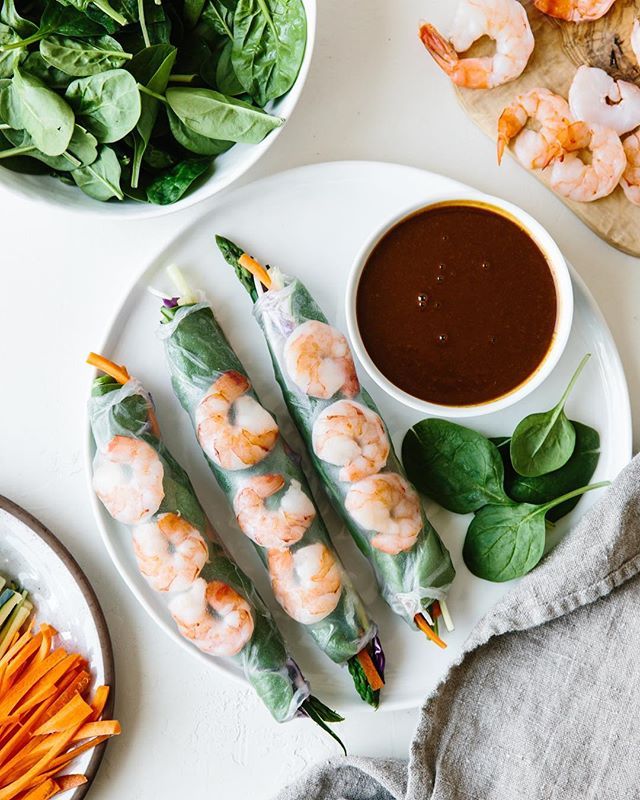 Vietnamese Shrimp Spring Rolls with Almond Butter Dipping Sauce Recipe ...