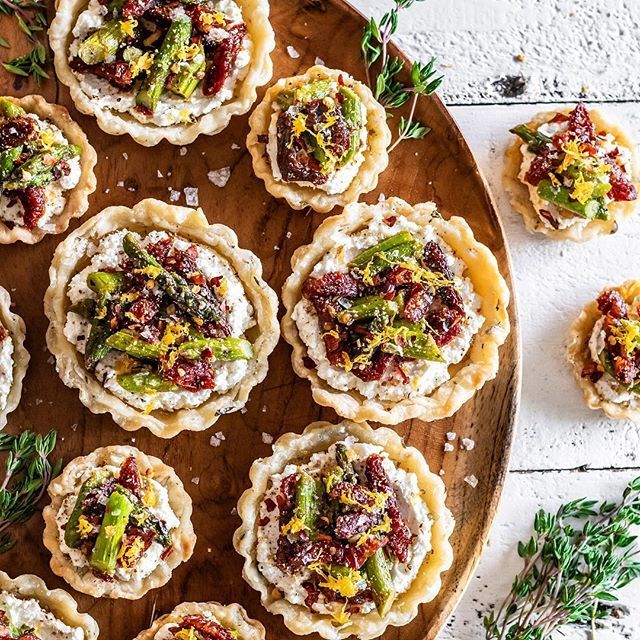 Sun-Dried Tomato, Asparagus, and Goat Cheese Tartlets Recipe | The Feedfeed