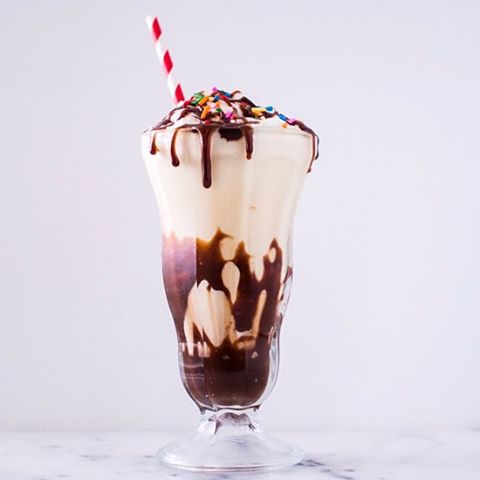 Chocolate Milk Shake With Peppermint Liqueur And Hot Fudge Sauce Recipe ...