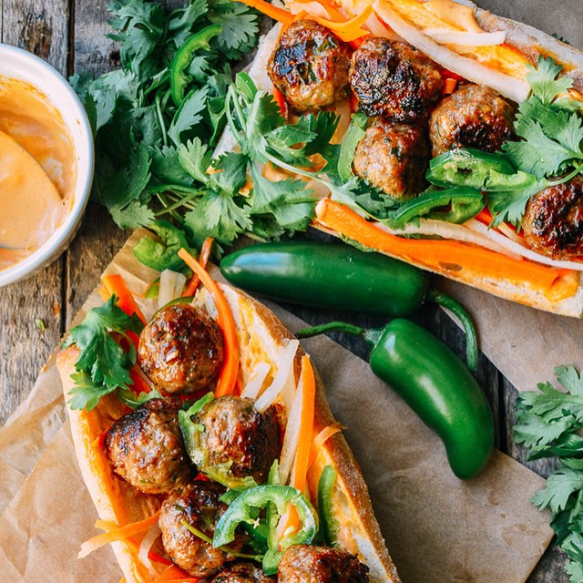 Pork Meatball Banh Mi With Sriracha Jalapeno And Cilantro Recipe The