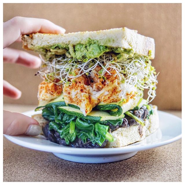 Toasted Sourdough Sandwich Stack With Black Beans, Zucchini & Turmeric