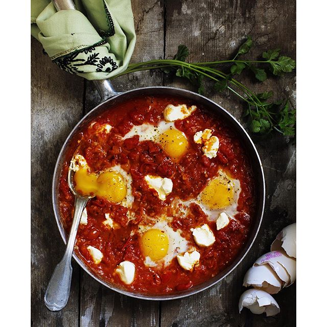 Shakshuka With Feta, Eggs & Coriander/parsley Recipe The Feedfeed