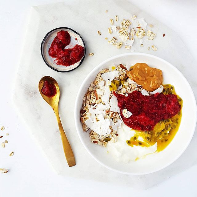 Peanut Buttter And Jelly Muesli Bowl recipe