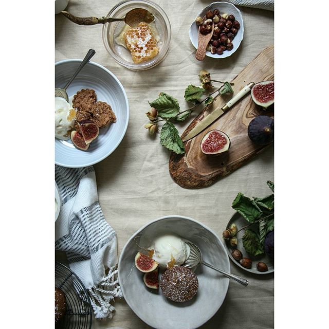 Hazelnut Buckwheat Cakes With No Churn Ricotta Ice Cream & Figs Recipe