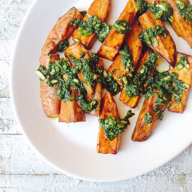 Sweet Potato Wedges With Vegan Pesto by angelsbelly | Quick & Easy ...