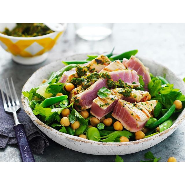 Tuna Steak, Chickpea And Broad Bean Salad With Chermoula Recipe The
