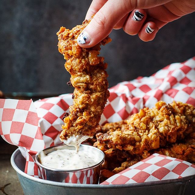 Chicken Fried Steak Fingers With Creole Mustard Sauce & Honey Recipe