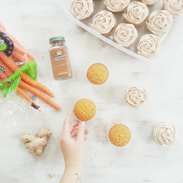 Carrot Ginger Cupcakes With Cinnamon Honey And Orange Ginger Cream Cheese Frosting By