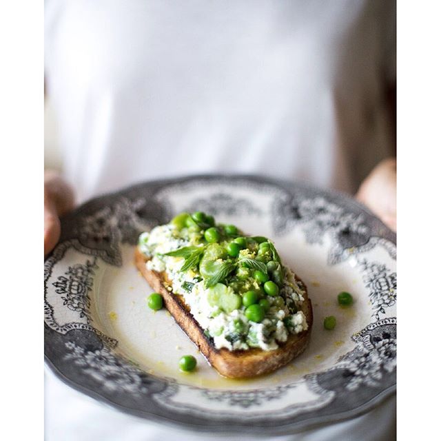 Spring Pea And Lemony Feta Bruschetta With Fresh Mint recipe
