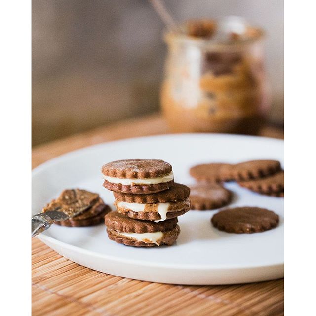 Gingersnap Sandwich Cookies With Maple Syrup, Maple Cream & Almond Butter by acouplecooks