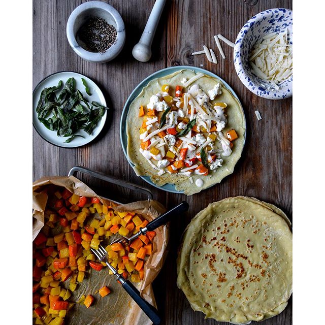 Savory Pumpkin Crepes With Ricotta And Sage by eatinmykitchen Quick