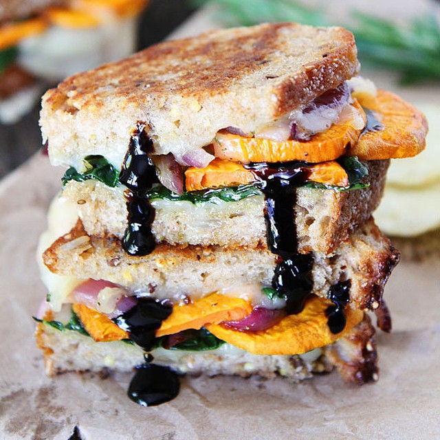 Sweet Potato And Kale Grilled Cheese With Balsamic Glaze Recipe The