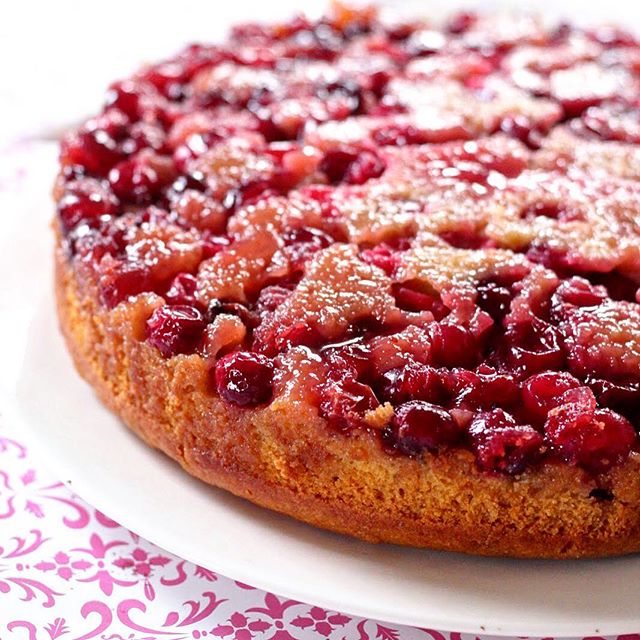 Upside Down Honey Cranberry Cake Recipe | The Feedfeed