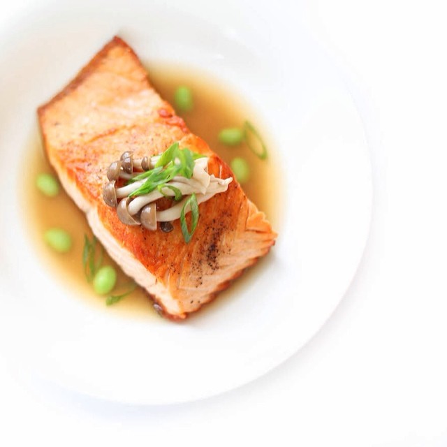 Salmon With Shimeji Mushroom, Miso Dashi And Edamame Recipe The Feedfeed