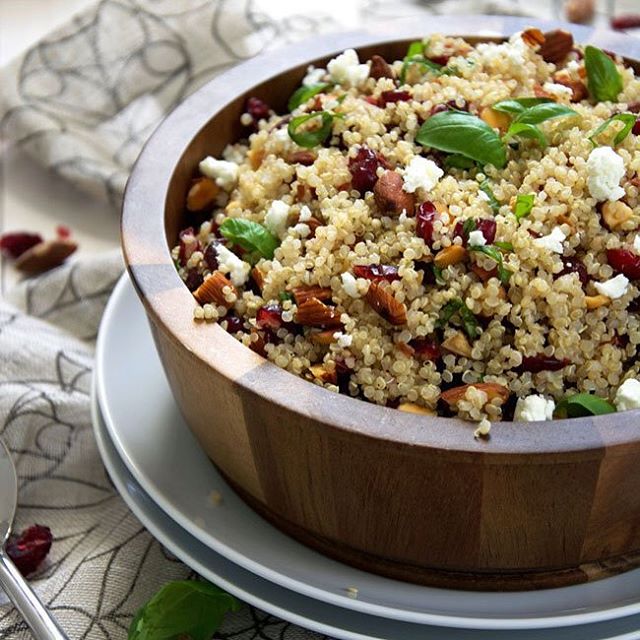 Smoked Almond Quinoa Salad With Balsamic Vinaigrette & Cranberries recipe