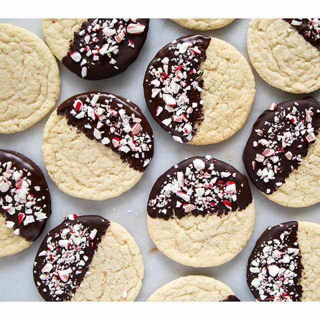 White Chocolate Dipped Peppermint Sugar Cookies