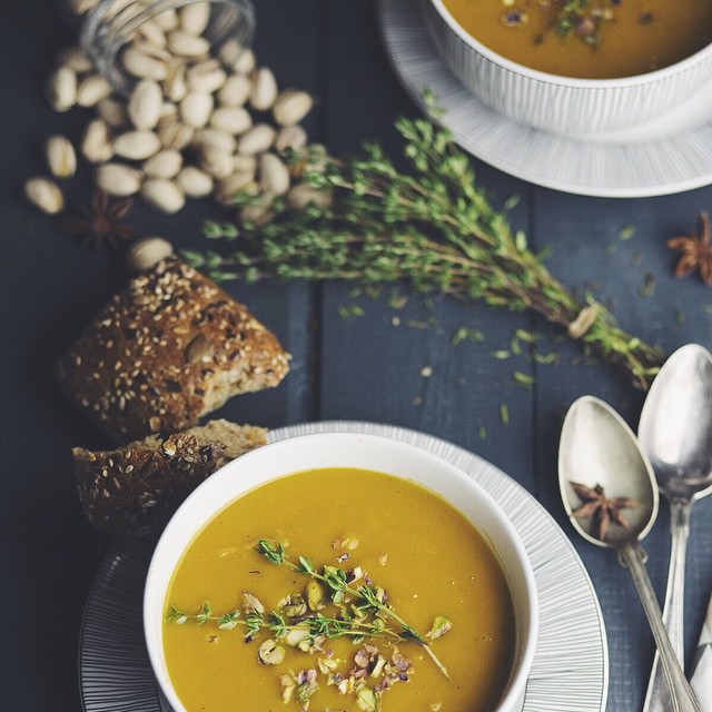 Butternut Squash And Red Lentil Soup With Garlic Thyme Recipe