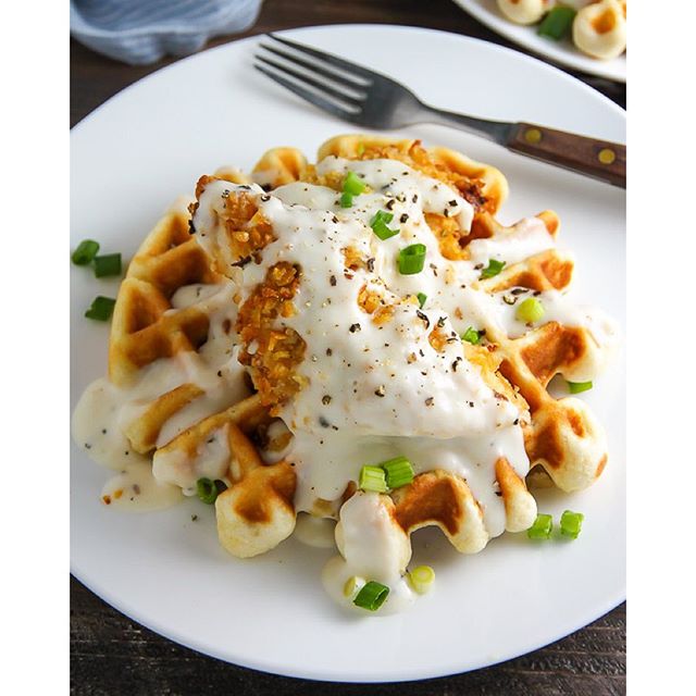 Oven Baked Chicken And Waffles With White Pepper Gravy By Bakerbynature Quick Easy Recipe The Feedfeed