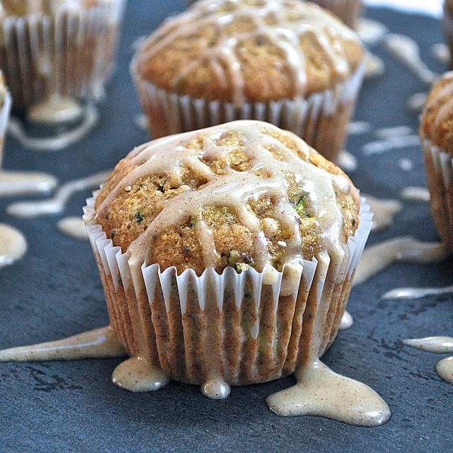 Whole Wheat Zucchini Banana Muffins With Maple Cinnamon Glaze & Lemon