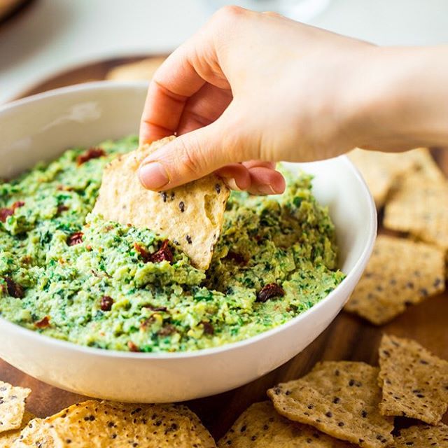 Kale And Pesto Hummus With Sun Dried Tomato by foodfaithfit Quick