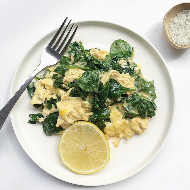 Scrambled Eggs With Spinach & Lemon Recipe | The Feedfeed