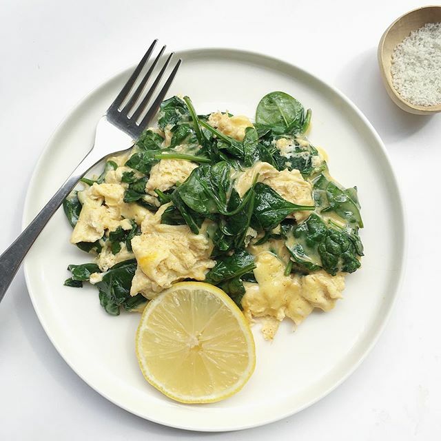 Scrambled Eggs With Spinach Lemon By Health Made Me Quick Easy Recipe The Feedfeed