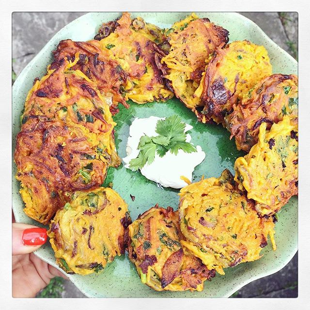Spinach, Sweet Potato And Red Onion Bhajis by lizzieloveshealthy