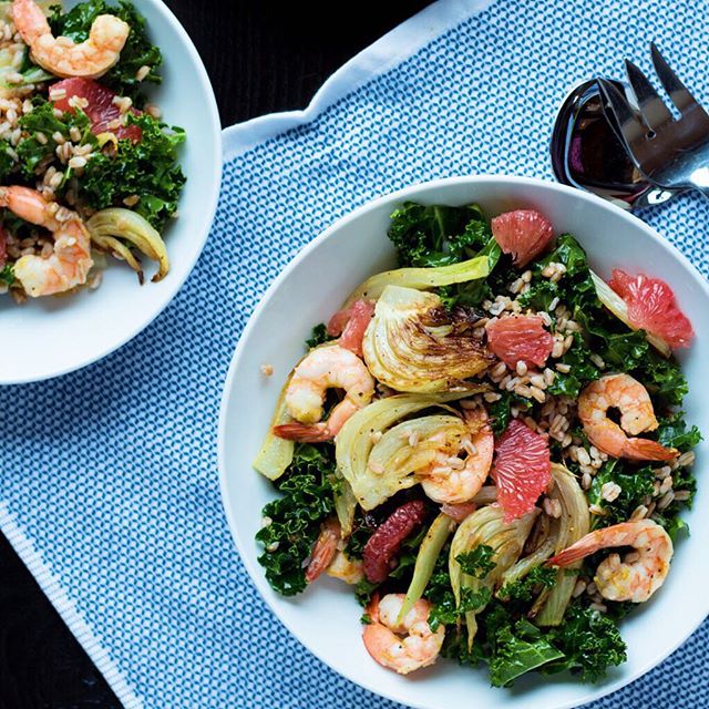 Kale Salad With Roasted Fennel And Shrimp Recipe The Feedfeed