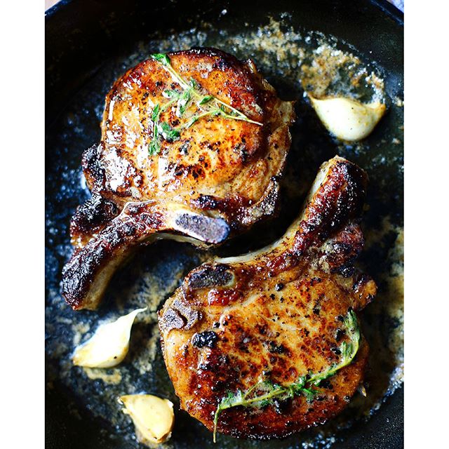 Brown Butter Pan Pork Chops With Wild Rice With Dried Cherries Recipe