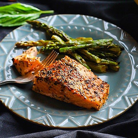 Garlic, Basil & Dill Roasted Salmon With Asparagus Recipe | The Feedfeed