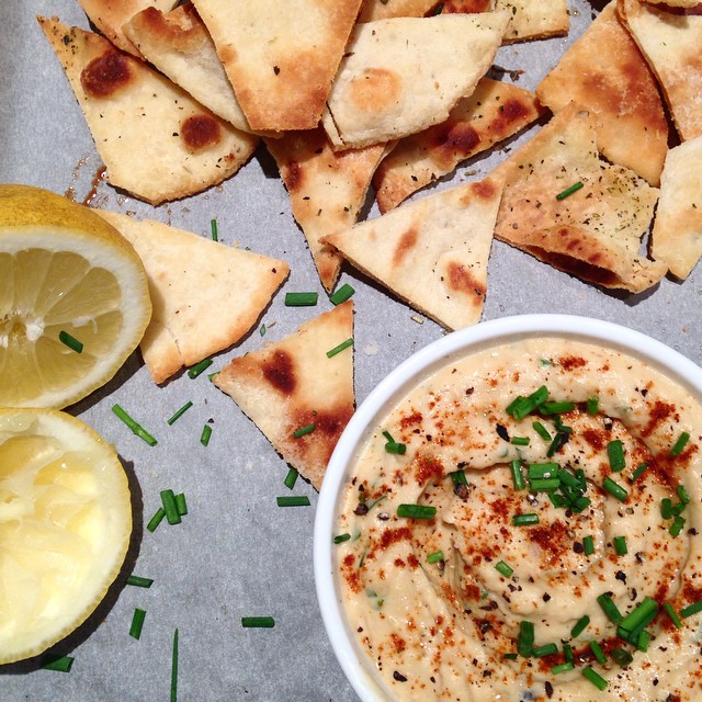 Homemade Flatbread Chips With Hummus The Feedfeed