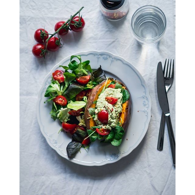 Baked Sweet Potato With Avocado Cream Recipe The Feedfeed