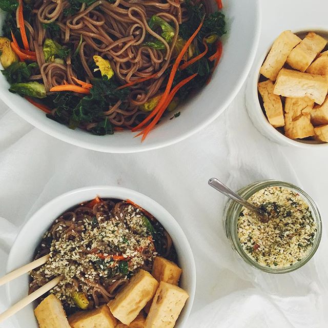 Sauced Soba Noodles With Kale And Brussels Sprouts Recipe The Feedfeed